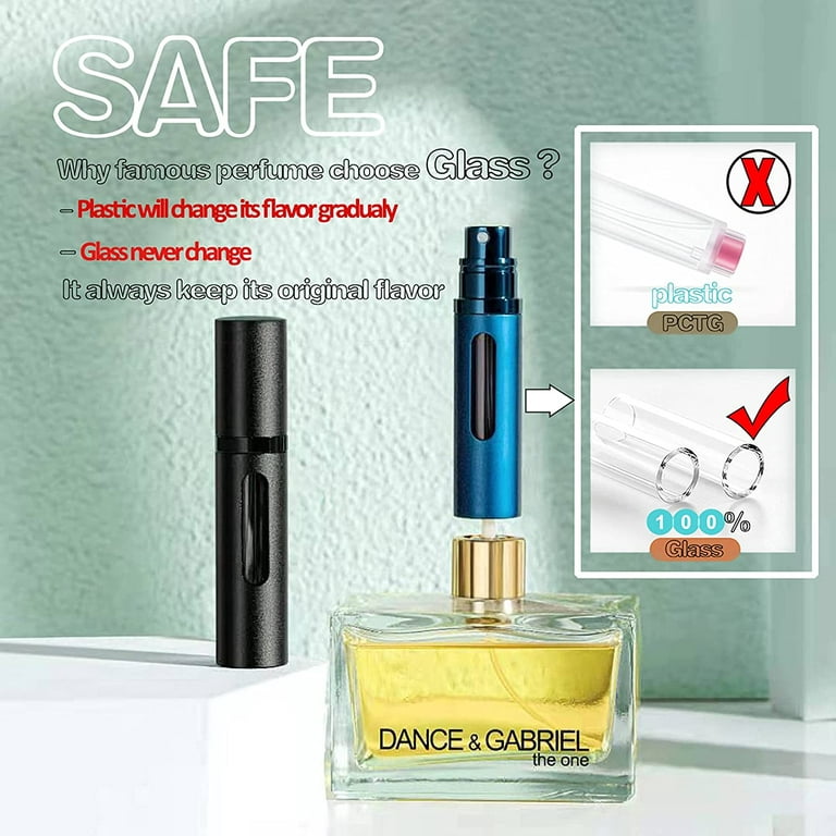 Perfume Atomizer Bottle, Portable Mini Refillable Empty Perfume Spray Sprayer, Leak Proof TSA Approved Cologne Sprayer for Travel Men Women, 8ml