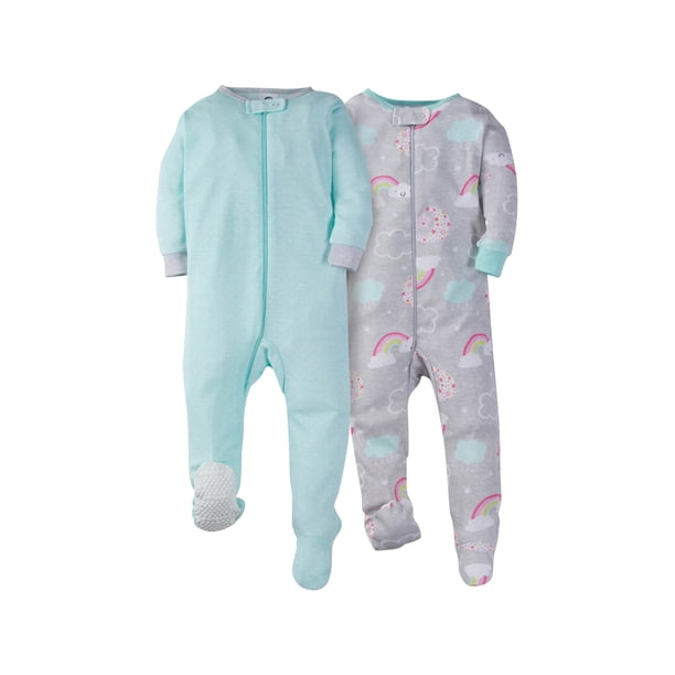 Gerber Gerber Baby Girls Footed Snug Fit Union Suit Pajamas, 2Pack