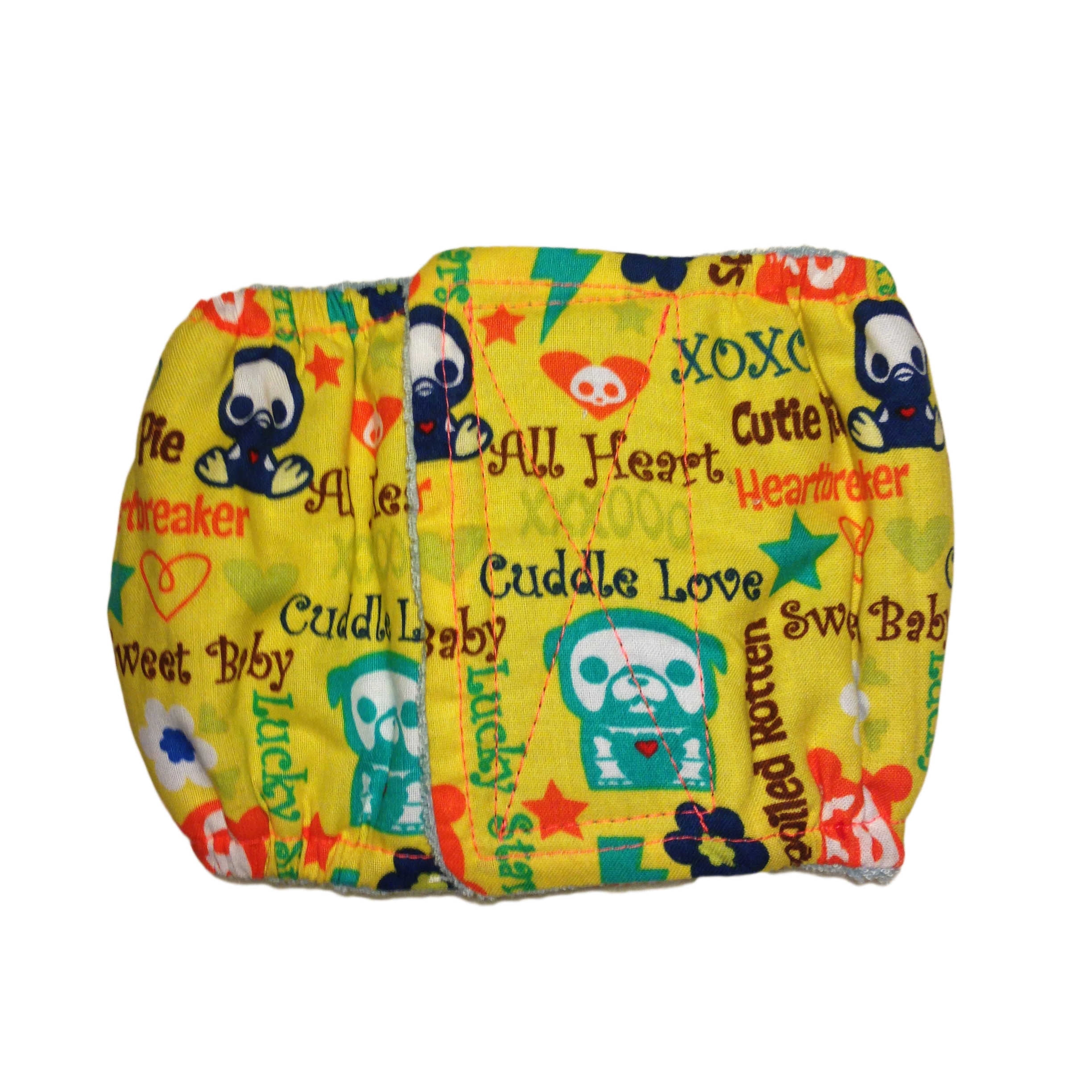 Barkertime Yellow Skeleton Figures Cuddle Love Washable Dog Belly Band