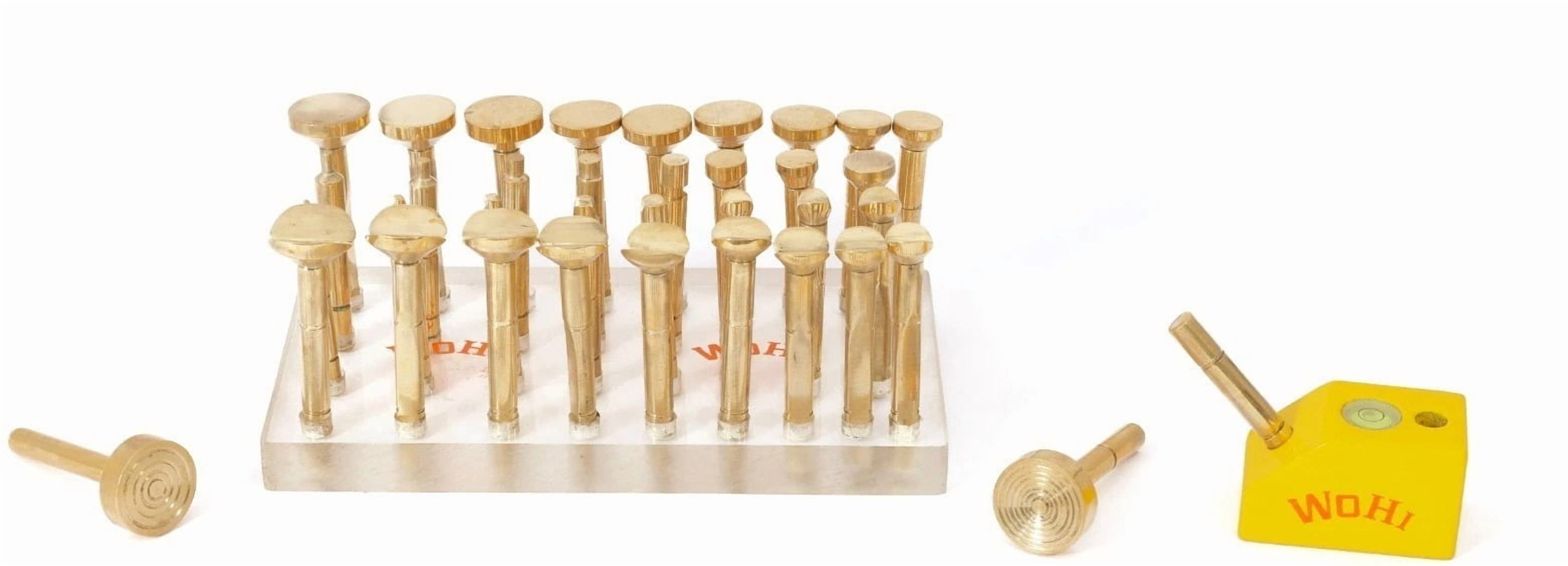 Wohi Innovations 36-Piece Gemstone Faceting Brass DOP Combo, 6mm & 6.35mm Compatible, Lapidary Tool Kit