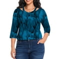 thumbnail image 7 of Cuteduck Women's Plus Size Fall Printed 3/4 Sleeve Tunic Casual V-Neck Lightweight Dressy Blouse Loose Casual Top 1X-5X, 7 of 7