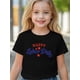 thumbnail image 1 of Girls' Happy Labor Graphic T-Shirt - Cute Cartoon Letter Print with Stars, Light Grey Casual Short Sleeve Round Neck Tee, Spring Summer Machine Washable Top for Kids & Teens, Holiday Gift Idea, S, 1 of 6