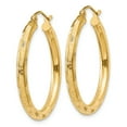 thumbnail image 2 of 14k Yellow Gold Diamond Cut Hoop Earrings Round, 2 of 8