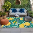thumbnail image 2 of Yellow Lemon Outdoor Rug for Patio/Deck/Porch, Non-Slip Large Area Rug 4 x 6 Ft, Minimalist Tropical Retro Green Palm Leaf Indoor Outdoor Rugs Washable Area Rugs, Reversible Camping Rug Carpet Runner, 2 of 8