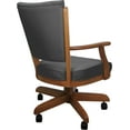 thumbnail image 2 of Leather Classic Caster Solid Wood Dining Chair - Gray on Honey Frame, 2 of 3
