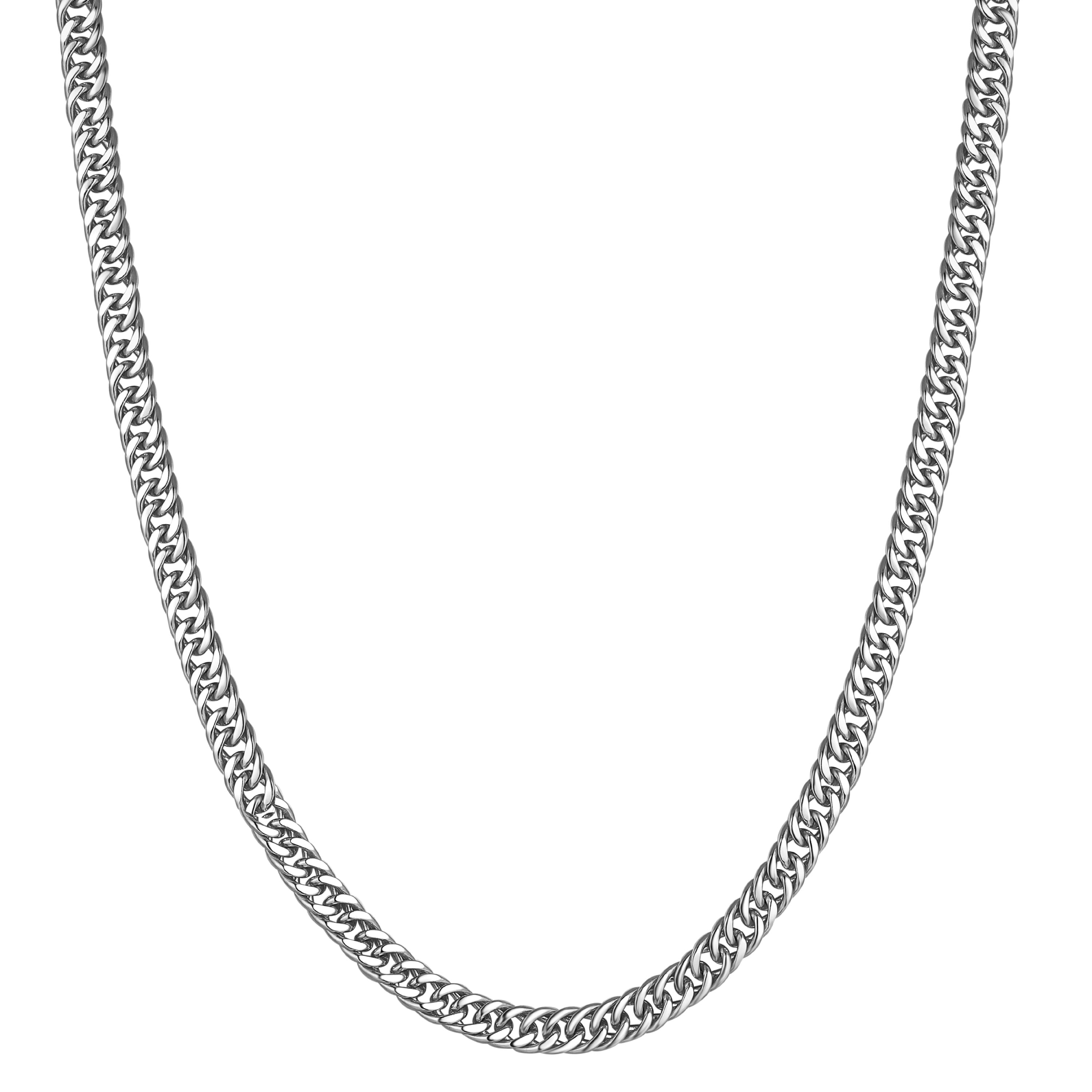 Daesar Men Necklace Chain Stainless Steel Double Curb Chain Silver