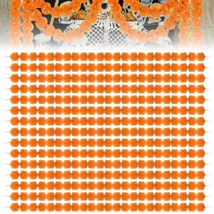 15 Pcs Marigold Garlands 5 ft Artificial Flower Strands for Decorations Reusable Floral Decorations Faux Marigold Flowers Ideal for Day of the Dead Halloween