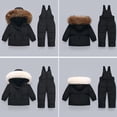 thumbnail image 4 of GiLiling Baby Winter Snowsuit Set - Faux Fur Hooded Puffer Jacket and Ski Bib Pants, 2 Piece Outfit (Black, 6-12 Months), 4 of 7