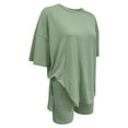 thumbnail image 6 of MuXiKeJi Clothes Plus Size Two Piece Sets for Women Short Sleeve Shirts High Waisted Shorts Pajamas Lounge Matching Set(1X-5X), 6 of 7