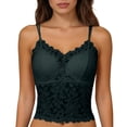 thumbnail image 3 of Huowey Women Tank Top Lace Camisole Solid Color Basic V-Neck Padded Sleeveless Spaghetti Strap Slim Fit Classic Summer Lightweight Soft Trendy Relaxed Casual Yoga Tunic Tops ,Dark Green,M, 3 of 7