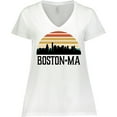 thumbnail image 3 of Inktastic Boston Massachusetts Skyline Sunset Women's Plus Size V-Neck T-Shirt, 3 of 5