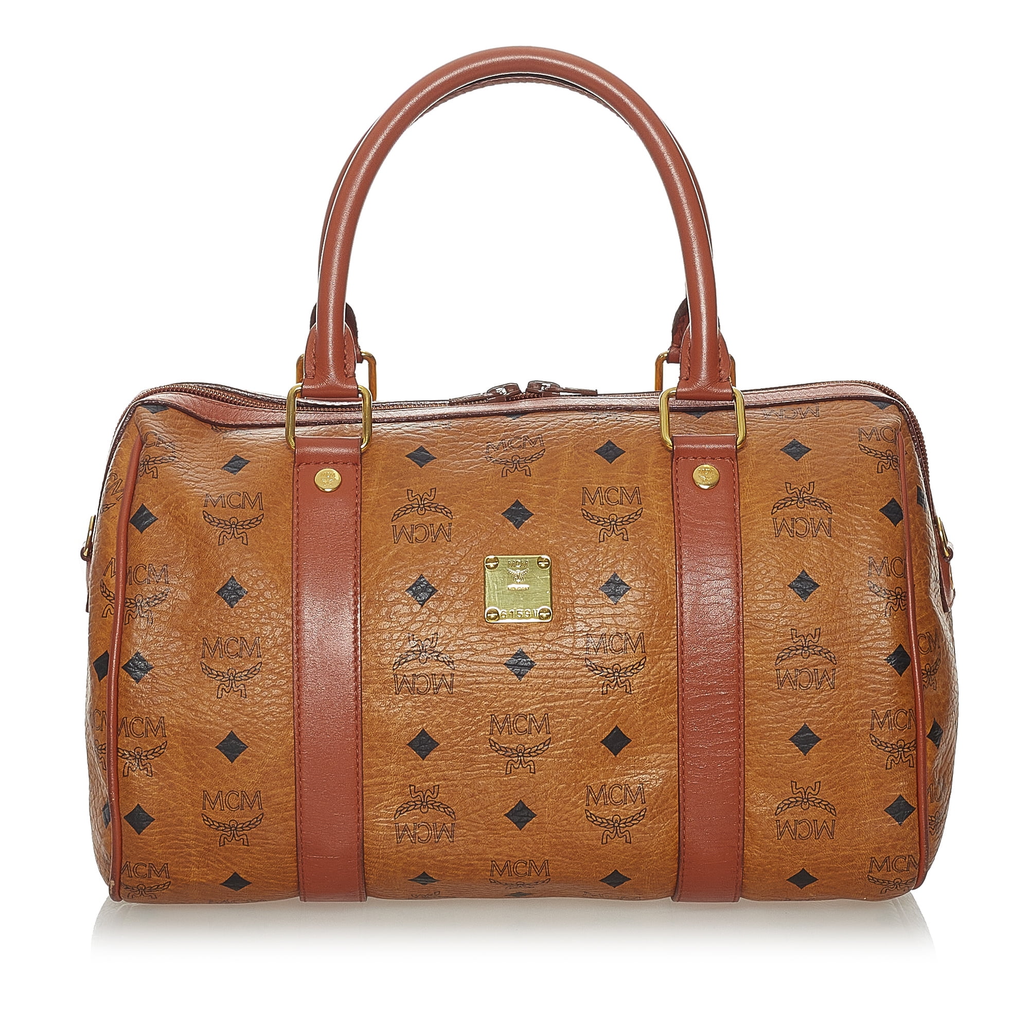 Authentic Pre Owned MCM Visetos Brown Calf Leather Boston Bag in Bahrain at BHD 188 Rating 5