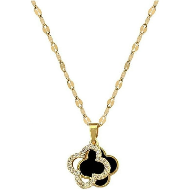 Collar de trébol de cuatro hojas para mujer, colgante de cristal, gargantilla chapada en oro de 18 quilates, collares con circonitas, joyería de la suerte, regalos para niñas, mamá, cumpleaños