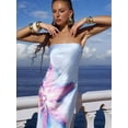 thumbnail image 2 of Women Y2k Strapless Maxi Dress Floral Print Tube Long Dress Boho Beach Sundress Going Out Streetwear Light Blue XL, 2 of 7