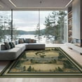 thumbnail image 2 of ODIKA 6'x9' Washable Area Rug Fishing Lake Leaping Bass Cabin Motif Lure Novelty Vintage Hooked Flowing for Family Room, Living Mater Bedroom, Non-Slip, Easy Care, 2 of 7