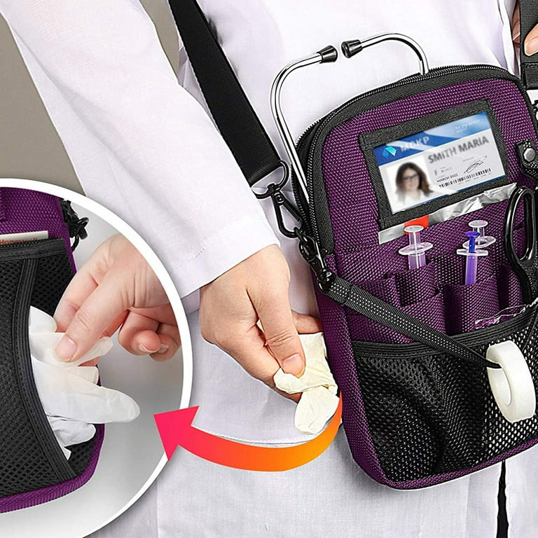 Nurse Fanny Pack, Multi-Compartment Nurse Bag Nursing Pocket Organizer Belt Nursing  Accessories Pouch Waist Pack for Nurses,Purple 