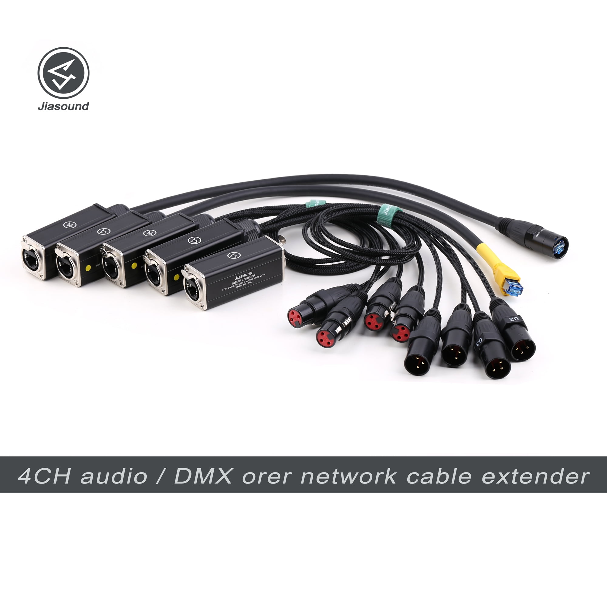 Jiasound  XLR Connector to  Ethernet Cable Auido Snake 4 Channel DMX512 Network Signal Extender