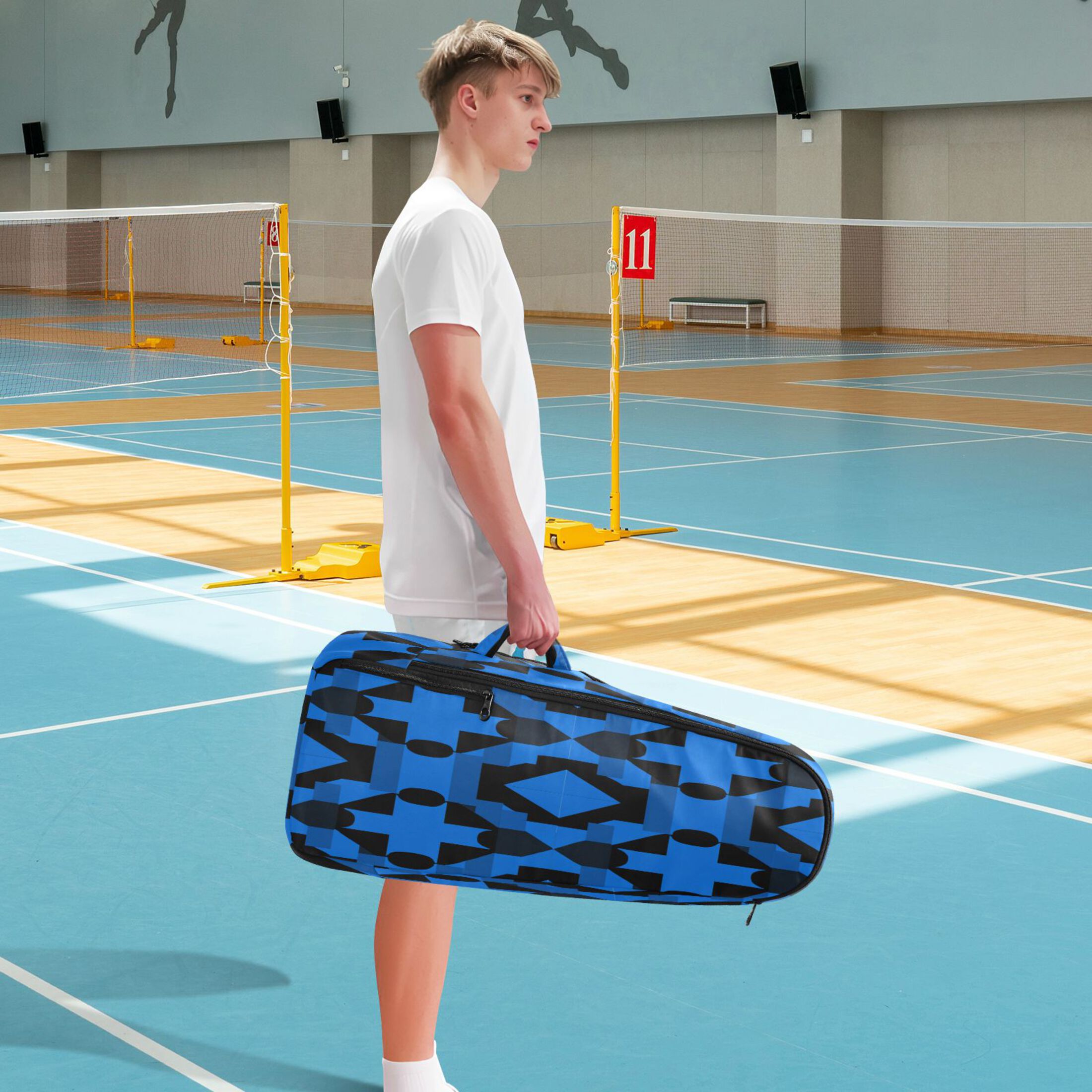 2 Racquet Holder Tennis Backpack Tennis Racket Covers Gym Bags Dark Blue Black Plaid