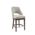 thumbnail image 5 of Cream Swivel Counter Stool - Solid Wood Legs, 26" Seat Height, Open Back, Kitchen &amp; Bar Seating, Transitional Design, Polyester Upholstery, 5 of 9