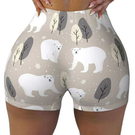 Workout Shorts Women  winter Snowflake beer Biker Shorts for Women Running Gym Spandex Shorts Tummy Control
