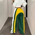 thumbnail image 3 of Dweltoz Wide Leg Sweatpants Women Elastic Waist Color Block Straight Leg Long Pants Athletic Loose Stretchy Y2k Joggers,Light Green S, 3 of 6