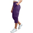 thumbnail image 2 of Bloomae Womens Capris with Multi-Pockets Loose Fit Casual Stretch Elastic Waist Capri Pants Dressy Lightweight Ladies Baggy Cargo Pants for Hiking Purple XXXXXL, 2 of 8