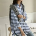thumbnail image 6 of Kiplyki Christmas Women's Long Sleeve Shirts New Shirt Striped Printed Slit Long Sleeve Button Casual, 6 of 7