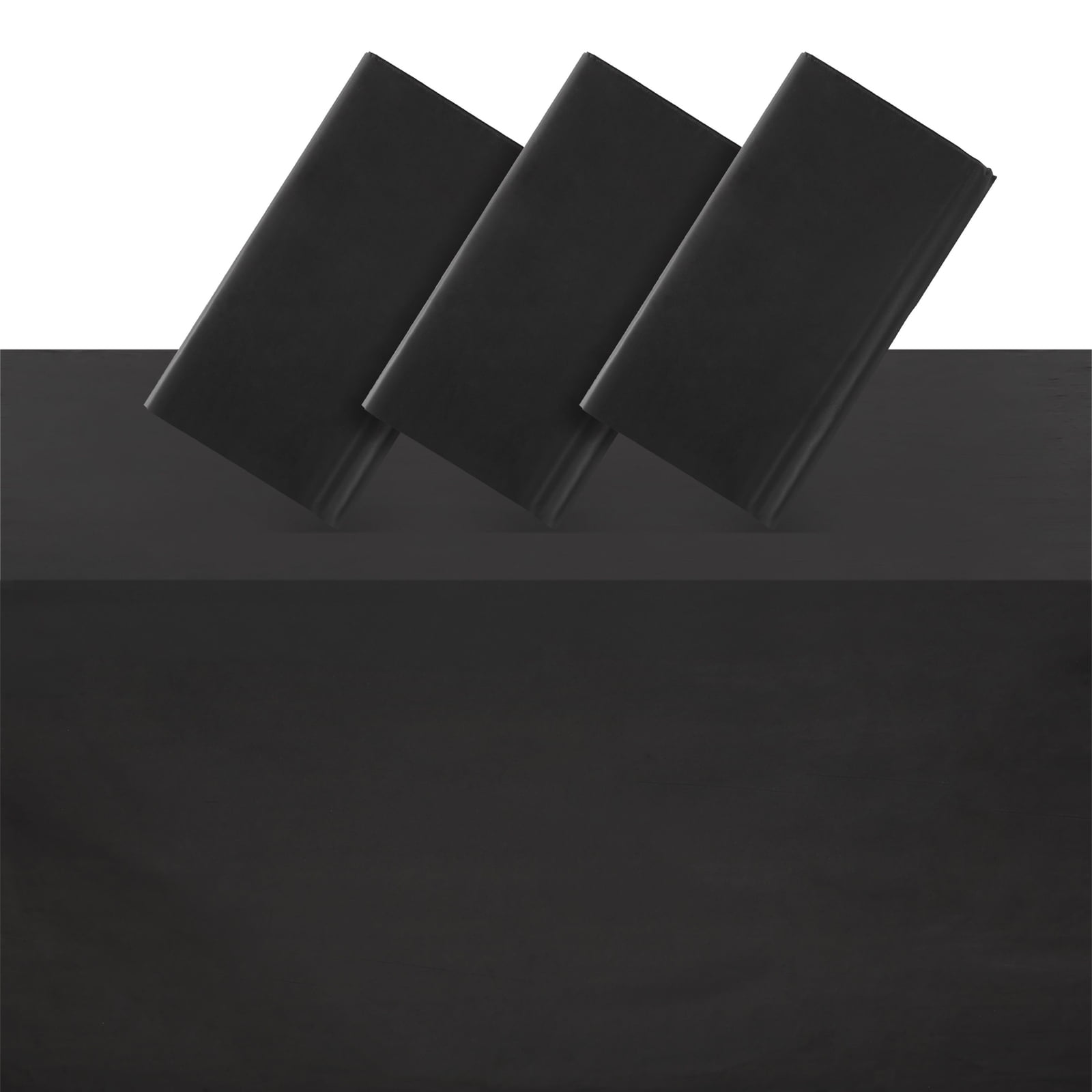 3 Pack Black Plastic Tablecloth for Birthday Party Supplies, Graduation, Halloween Table Cover, 54 x 108 in