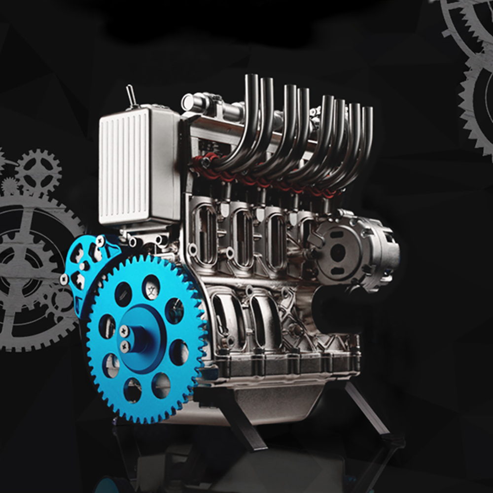 TECHING V4 Engine Model Kit 4-Cylinder Car Engine Assembly Kit Ideal for Industry Research Education
