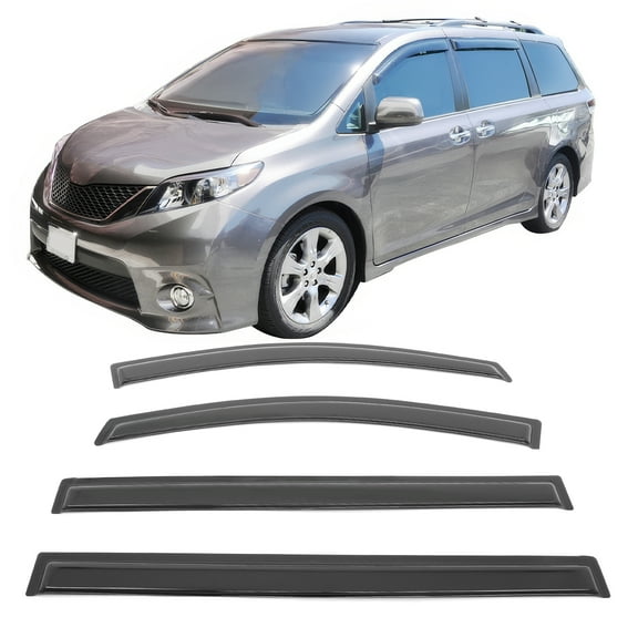 Ikon Motorsports Compatible with 11-20 Toyota Sienna Acrylic Window Visors Vent Windshield Deflector Rain Guard 4Pc Set Outside Mount 2011 2012 2013 2014 2015 2016 2017 2018 2019 2020