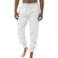 thumbnail image 2 of Riforla with Drawstrings Pants Solid Men's Ankle Pants Banded Men's Pants White L, 2 of 9