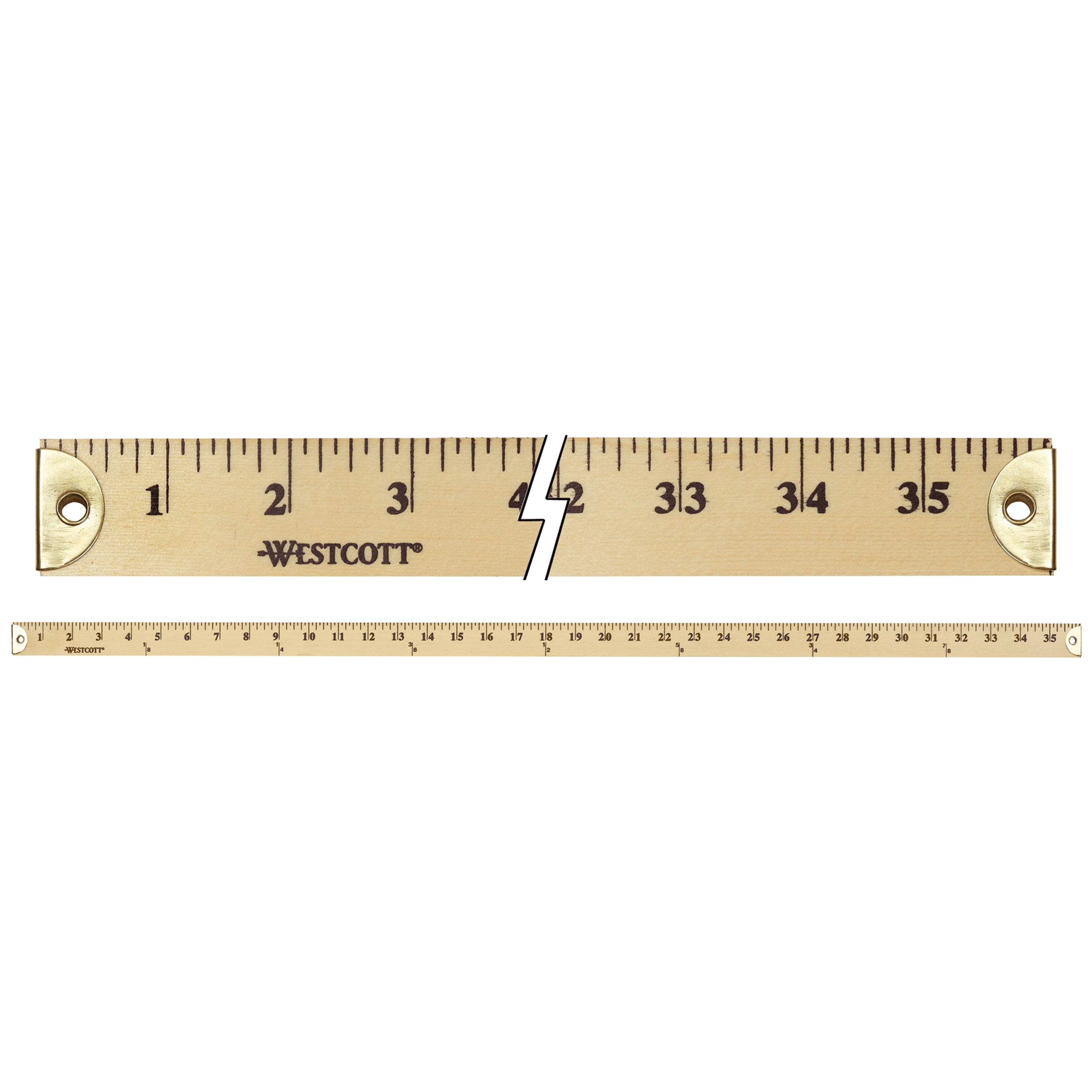 - New Westcott Wooden Yardstick with Hang Hole and Brass Ends 10425 Clear Lacquer Finish 