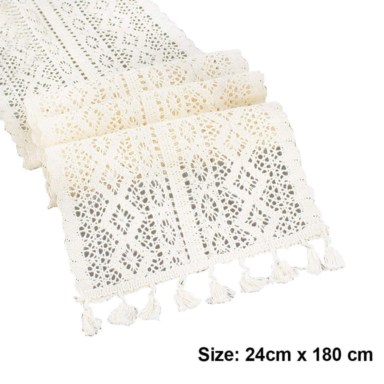 Cotton Crochet Lace Table Runner, Rectangular Dresser Scarf Doilies, Coffee  Round Square Cover Linens, 24*180cm, Style 1 - Walmart.com