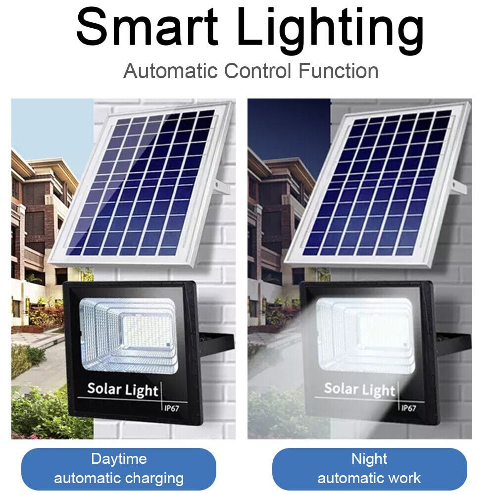 EROCK Outdoor Waterproof Flood Light Solar Dusk Dawn LED Road Lamp+Solar Panel+Remote