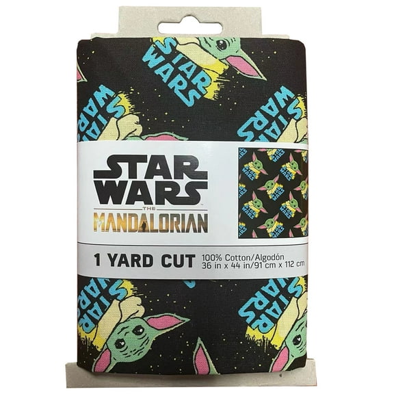 Eugene Textiles Star Wars the Child Grogu 100% Cotton Pre-Cut Fabric, 36" x 44" (1 Yard) Black