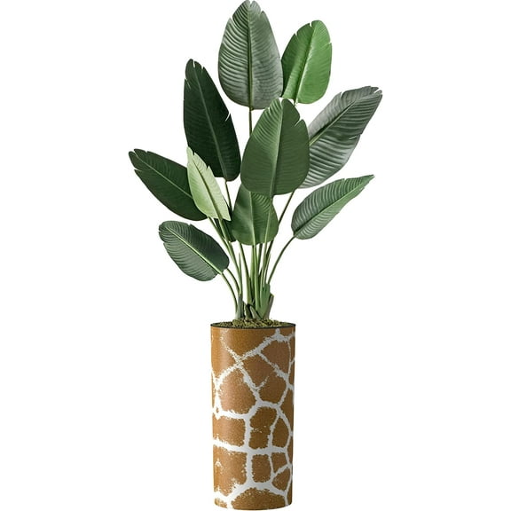 Artificial Tree in Contemporary Planter, Fake Bird of Paradise Silk Tree for Indoor and Outdoor Home Decoration - 67" Overall Tall (Plant Pot Plus Tree)