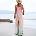 thumbnail image 4 of Lenpel Overalls for Women Loose Sleeveless Spaghetti Strap Tie Dye Wide Leg Jumpsuits Bib Casual Rompers with Pockets, 4 of 6