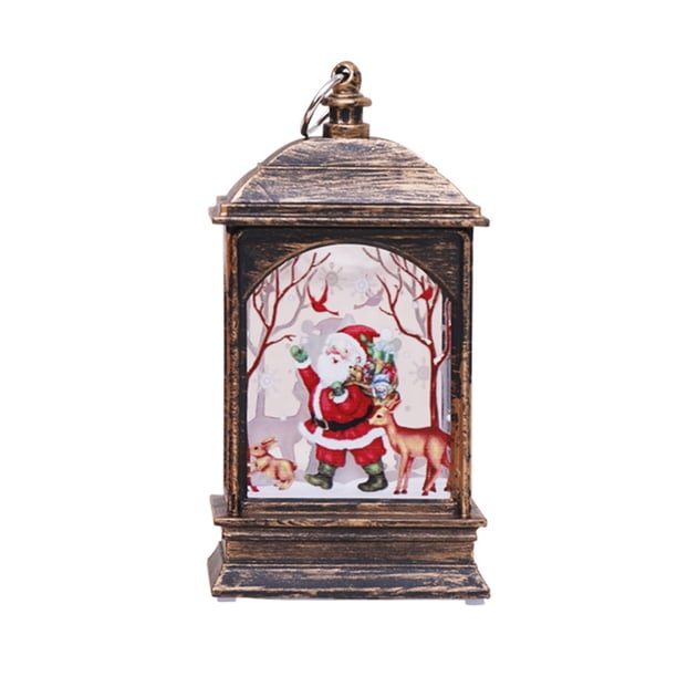 Bewildely Candelabro de Navidad Lámpara de Ornamento Navidad Colgante Viento Luz Vintage LED Linterna, Animal blanco Kits de decoración para fiestas Papá Noel de bronce Bewildely HA000742-01