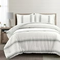 thumbnail image 2 of Lush Decor Ensemble de Couette Réversible à Rayures Style Ferme en Coton - Ensemble de Literie 3 Pcs à Rayures Fines Douillettes - Déco de Chambre Charme Classique Moderne Rustique - Très Grand, Gris Foncé, 2 of 4