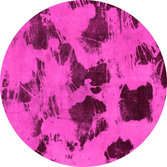 Ahgly Company Indoor Round Abstract Pink Modern Area Rugs, 3' Round