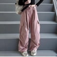 thumbnail image 6 of Bysome Girls Pants Solid Color Elastic Waist With Drawstring and Pockets Cargo Trousers Comfortable Girls Pants Size 5-6 Years Pink, 6 of 6