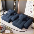 thumbnail image 6 of Modern Oversized Modular Sectional Sofa – Sparkling Chenille, 4 Pillows, No Assembly | Blue | Foam+Spring Seat | Square Arms, 6 of 25