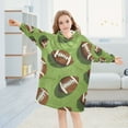 thumbnail image 5 of FORMRS Wearable Blanket Hoodie with Sleeves for Kids Cozy Flannel Sweatshirt, Game Day Footballs, 5 of 7