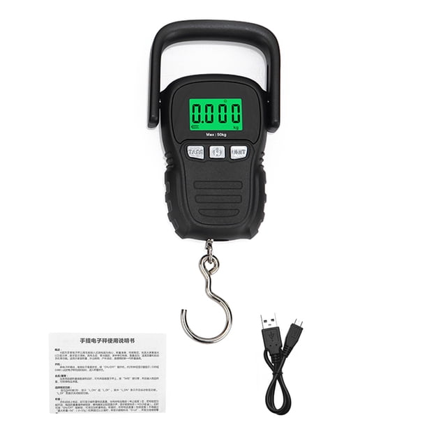 Pesador electrónico Mini pantalla digital con retroiluminación verde 50 kg Balanza de elevación de gancho de peso portátil Balanzas de grúa electrónicas industriales 5 unidades conmutables Irfora Pesador electrónico