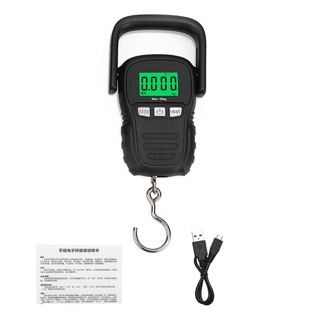 Pesador electrónico Irfora Mini pantalla digital con retroiluminación verde 50 kg Balanza de elevación de gancho de peso portátil Balanzas de grúa electrónicas industriales 5 unidades conmutables Irfora Pesador electrónico
