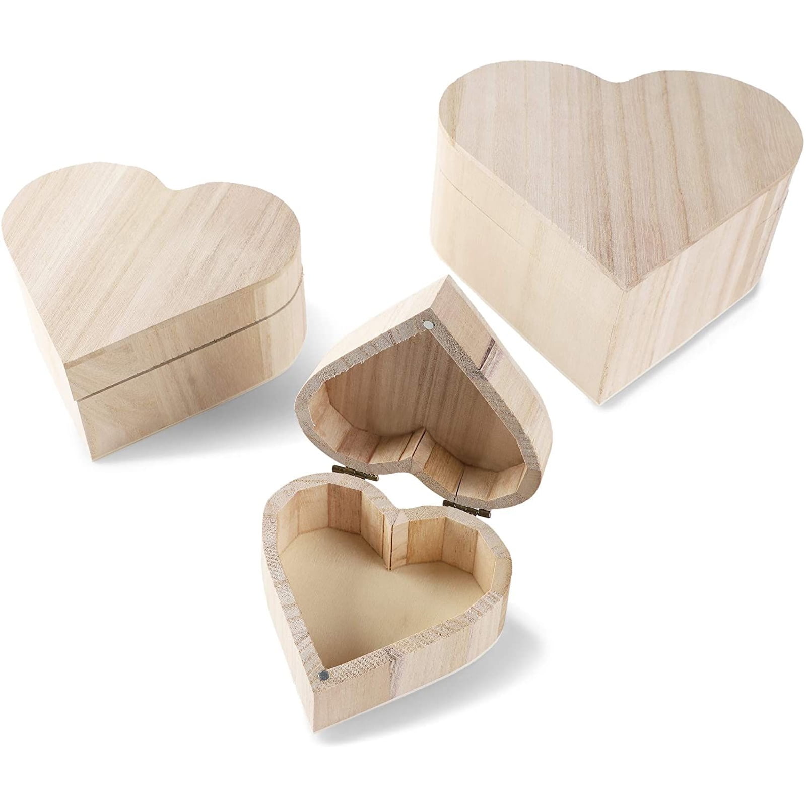 Handcrafted Wood Storage Box Heart Shaped Jewelry Box Container Organizer 