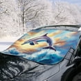 thumbnail image 2 of Xoenoiee Dolphin Sunset Print Windshield Cover for Ice and Snow Heavy Duty Windshield Protector for Cars, SUVs, Trucks, Waterproof Frost Cover Winter Car Accessories, 2 of 7