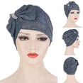 thumbnail image 3 of Visland Muslim Cap Solid Color Cross Shape Lady Bow-knot No Brim Indian Turban Hat for Spa, 3 of 8