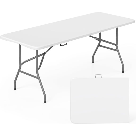 FDW 6FT Folding Table White Portable Plastic Table