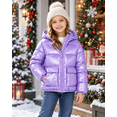thumbnail image 3 of Lanbubble Girls Shiny Puffer Jacket Hooded Winter Coat Warm Outerwear for Kids 7-14Y, 3 of 8